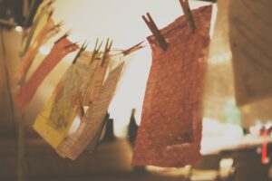 drying clothes on a line